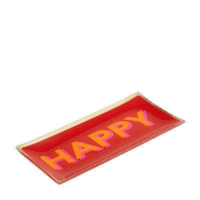 Glasteller Happy Rot Groß