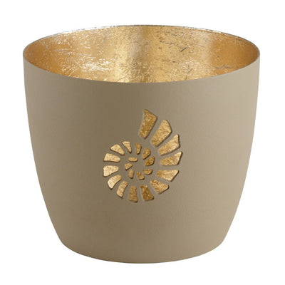 Windlicht Madras Muschel Sandstein-Goldfarben Mittel