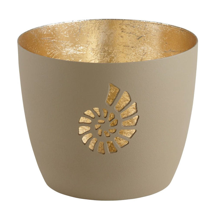Windlicht Madras Muschel Sandstein-Goldfarben Mittel