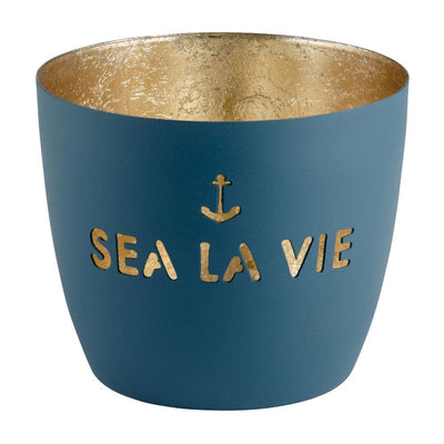 Windlicht Madras Sea la vie Petrol-Goldfarben Mittel