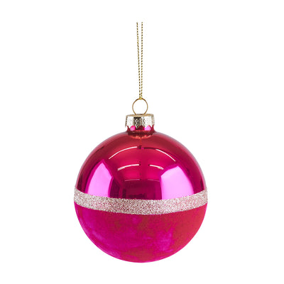 Weihnachtskugel Glitzer Samt-Glänzend Pink