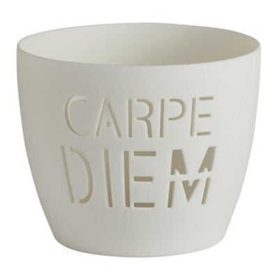 Porzellan Windlicht Carpe Diem weiß