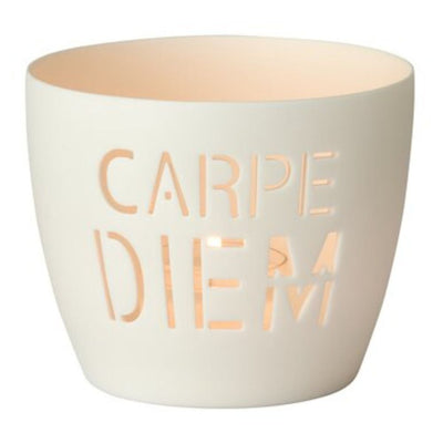 Porzellan Windlicht Carpe Diem weiß