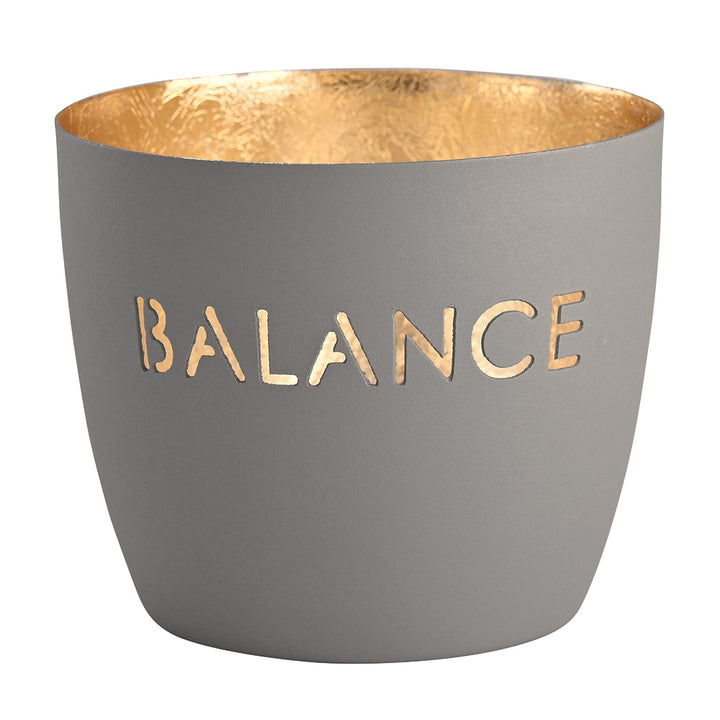 Windlicht Madras Balance grau-goldfarben mittel