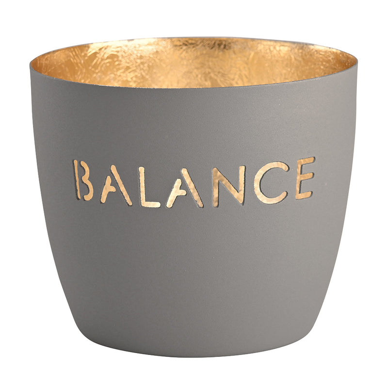 Windlicht Madras Balance grau-goldfarben mittel
