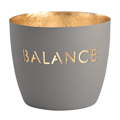 Windlicht Madras Balance grau-goldfarben mittel