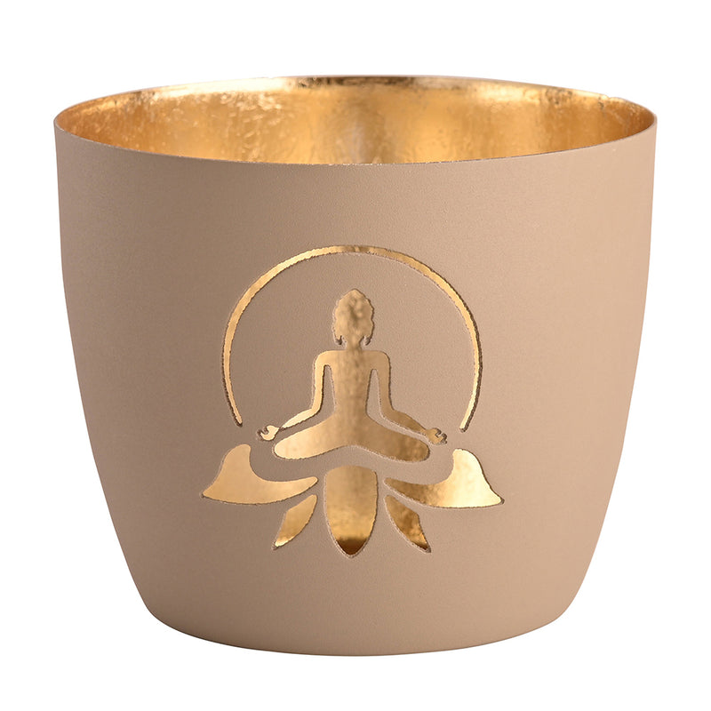 Windlicht Madras Lotus Yoga sandstone-goldfarben