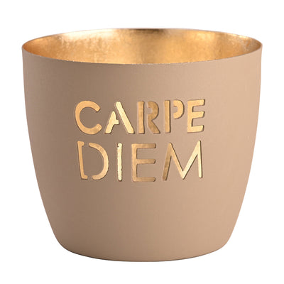 Windlicht Madras Carpe Diem sandstone-goldfarben