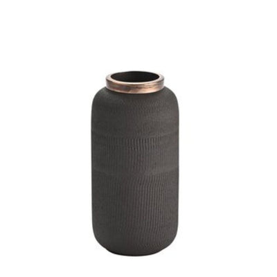 Vase Metall strukturiert schwarz 18 cm