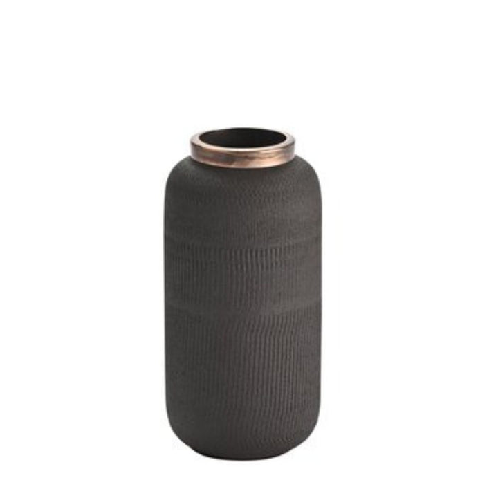 Vase Metall strukturiert schwarz 18 cm