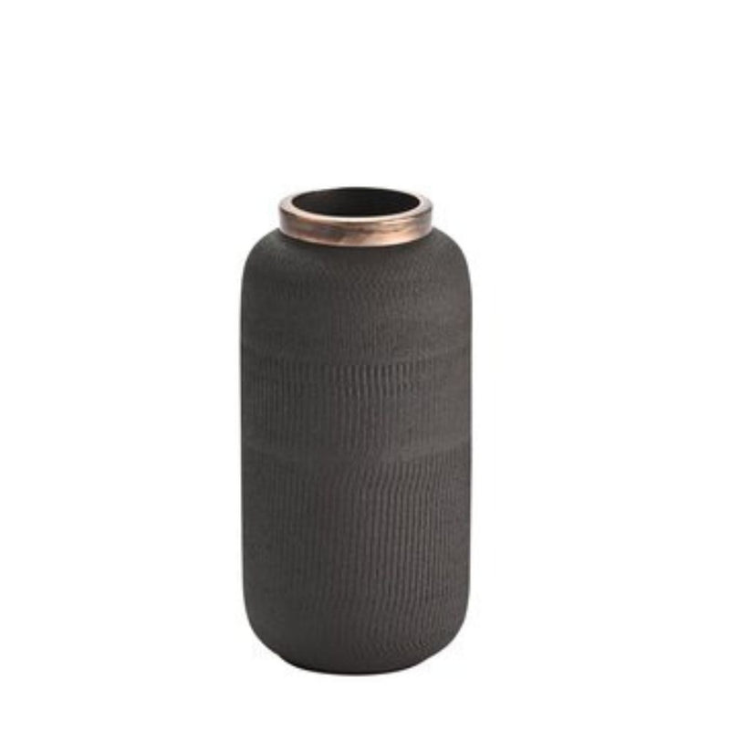 Vase Metall strukturiert schwarz 18 cm