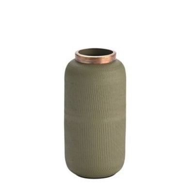 Vase Metall strukturiert olive 18 cm