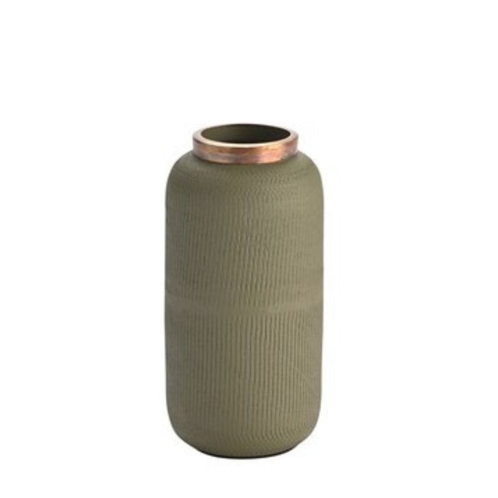 Vase Metall strukturiert olive 18 cm