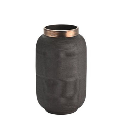 Vase Metall strukturiert schwarz 23 cm