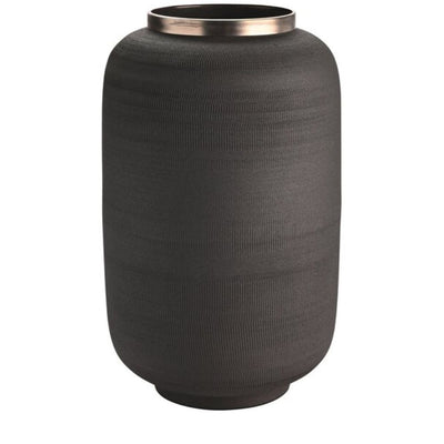 Vase Metall strukturiert schwarz 40 cm