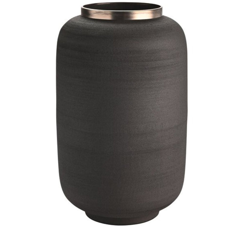 Vase Metall strukturiert schwarz 40 cm