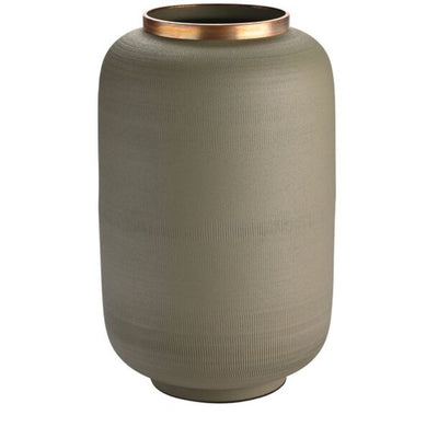 Vase Metall strukturiert olive 40 cm