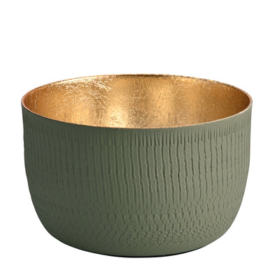 Windlicht Madras strukturiert olive-goldfarben klein