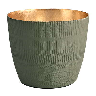Windlicht Madras strukturiert olive-goldfarben mittel