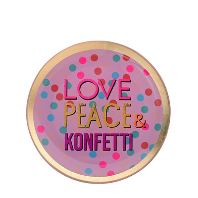 Glasteller Love Peace & Konfetti Rosa Mittel