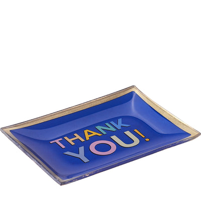 Glasteller Thank you! Blau Mittel