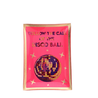 Glasteller Follow the call of the disco ball Neon Pink Mittel