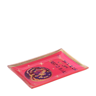 Glasteller Follow the call of the disco ball Neon Pink Mittel