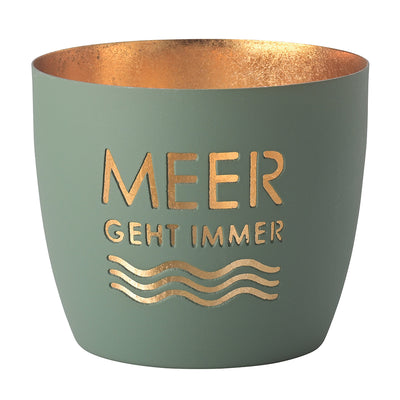 Windlicht Madras Meer geht immer Puderblau-goldfarben