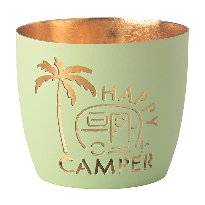 Windlicht Madras Happy Camper Pastellgrün-goldfarben