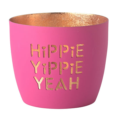 Windlicht Madras Hippie Yippie Yeah Neonpink-goldfarben