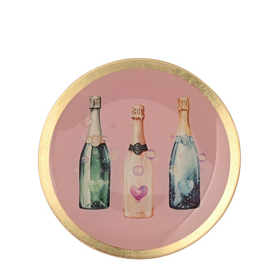 Glasteller Champagner Flaschen Rosa Mittel