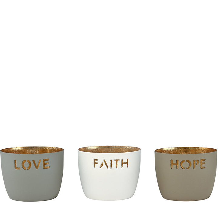 Windlicht Madras Love Faith Hope 3er-Set klein