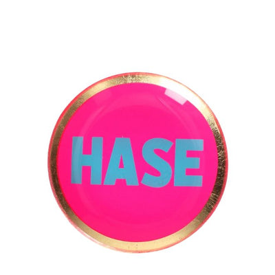 Glasteller Hase neon pink klein
