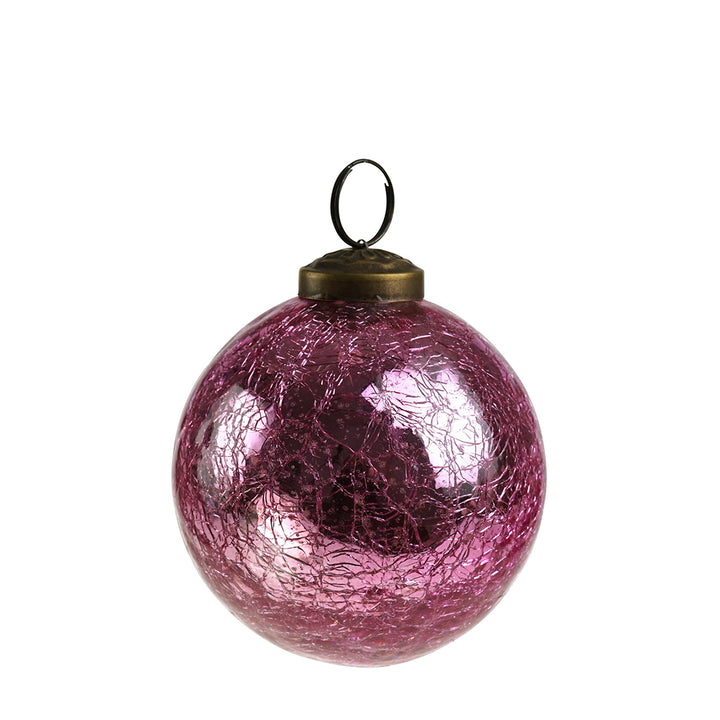 Glas Kugel crackle pink glänzend klein