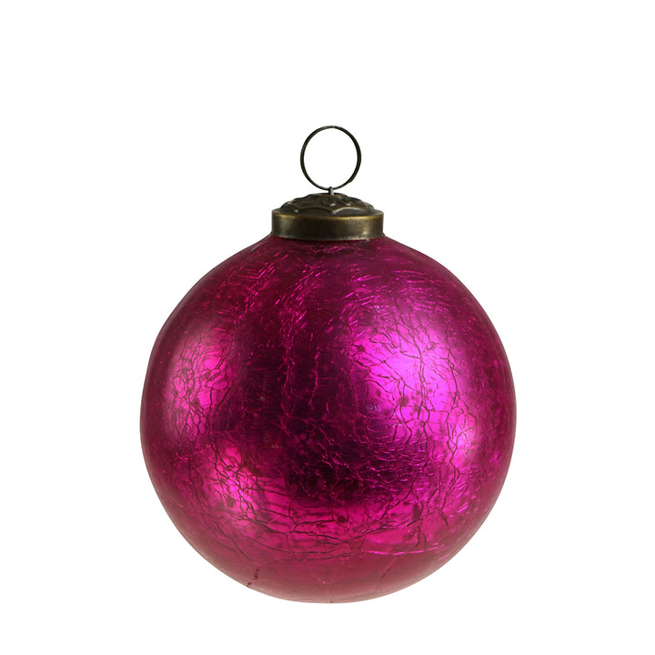 Glas Kugel crackle magenta matt groß