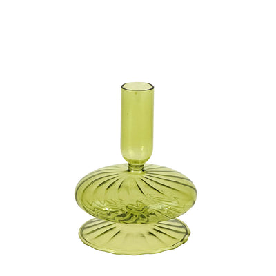 Glas Kerzenständer gerillt grün