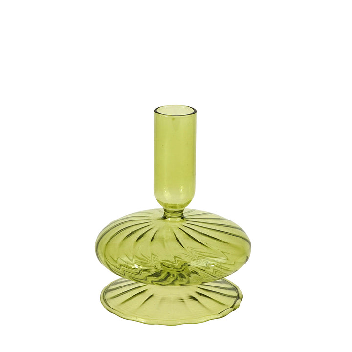 Glas Kerzenständer gerillt grün