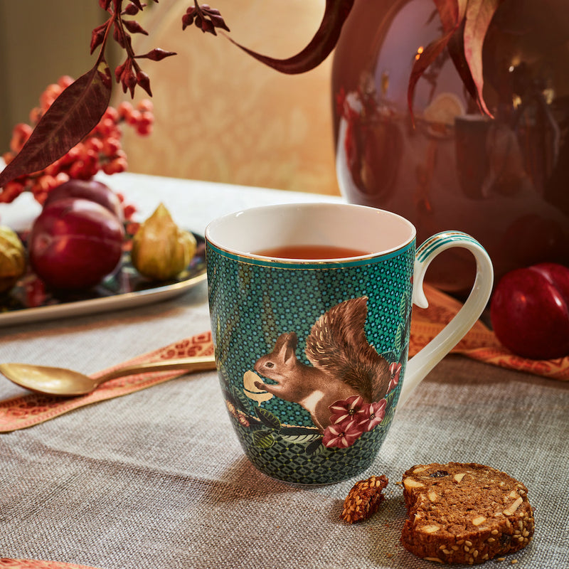 Pip Studio Tasse Winter Wonderland Eichhörnchen Grün Groß 2er-Set