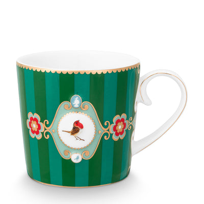 Pip Studio Tasse Love Birds Streifen grün klein