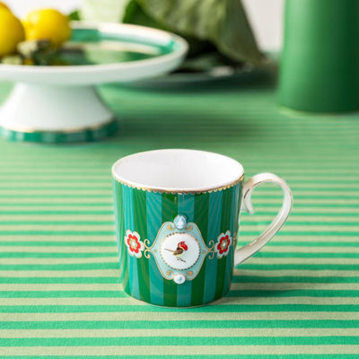 Pip Studio Tasse Love Birds Streifen grün klein
