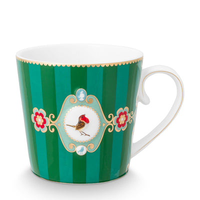 Pip Studio Tasse Love Birds Streifen grün groß