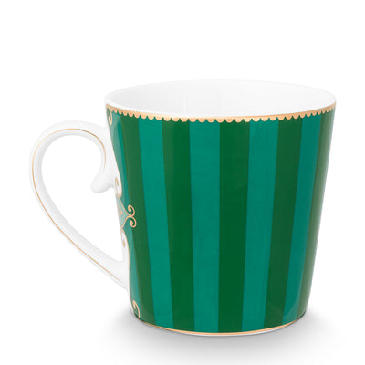 Pip Studio Tasse Love Birds Streifen grün groß