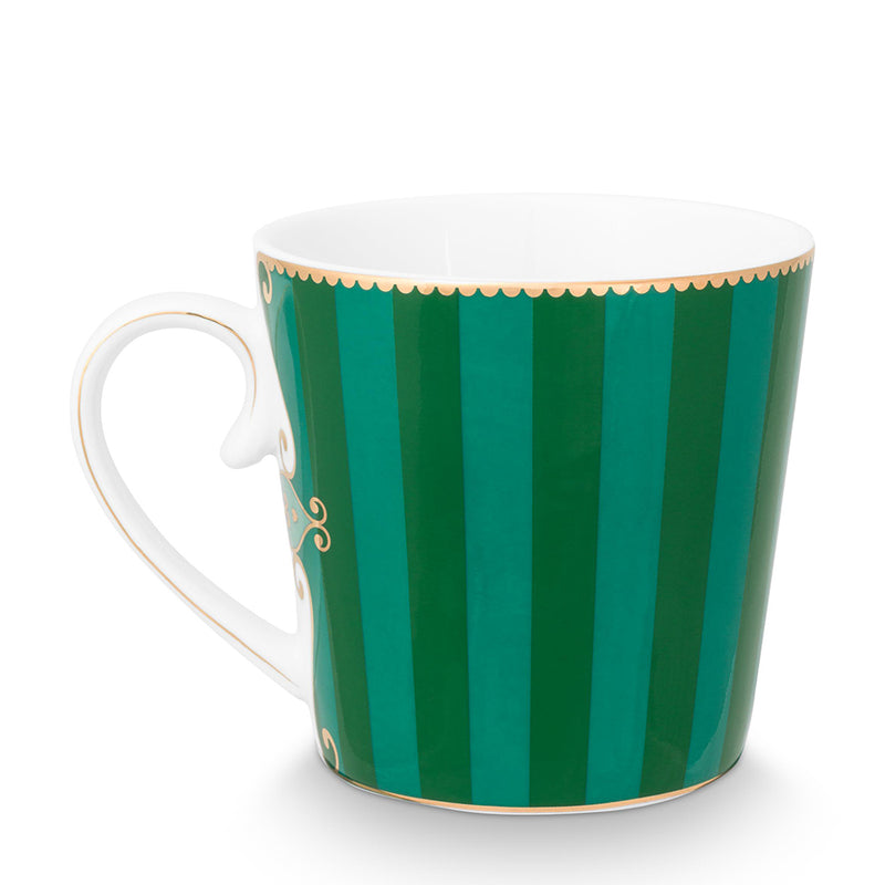 Pip Studio Tasse Love Birds Streifen grün groß