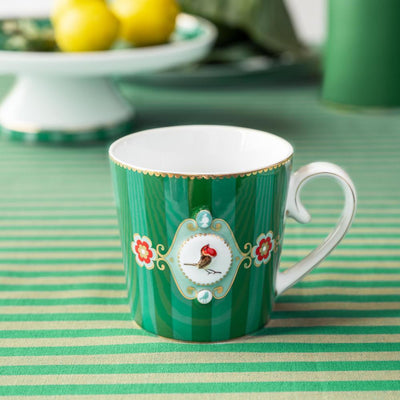 Pip Studio Tasse Love Birds Streifen grün groß