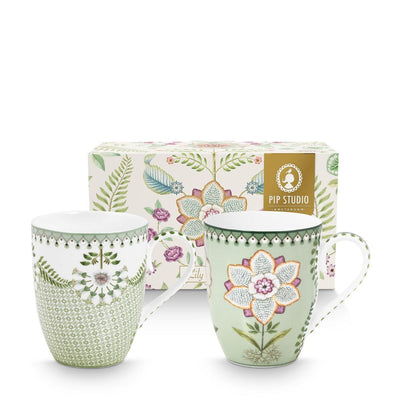 Pip Studio Tasse Lily & Lotus 2er-Set hellgrün groß