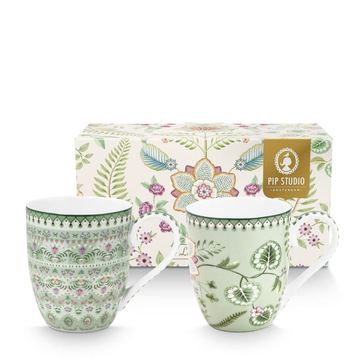 Pip Studio Tasse Lily & Lotus 2er-Set hellgrün XL