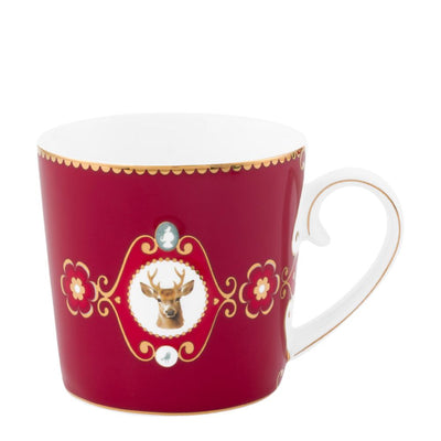 Pip Studio Tasse Love Birds Medaillon Hirsch dunkelrot klein