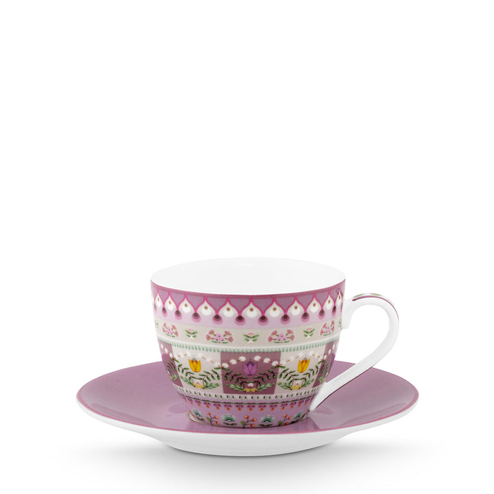 Pip Studio Espresso-Tasse mit Unterteller Lily & Lotus lila