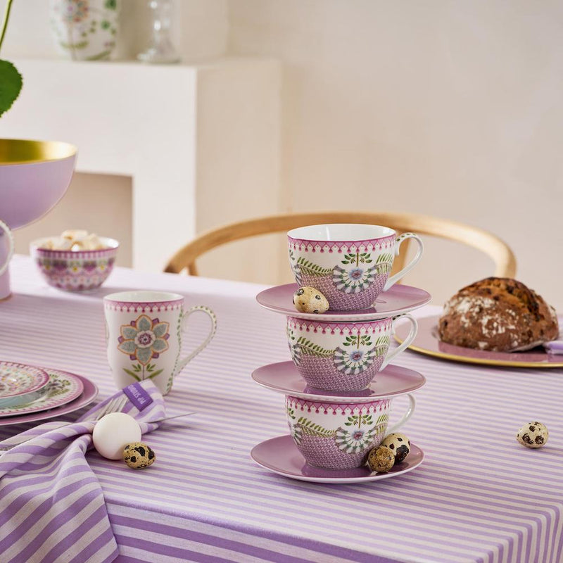 Pip Studio Cappuccino-Tasse mit Unterteller Lily & Lotus lila