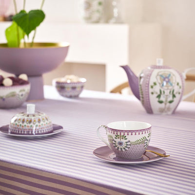 Pip Studio Cappuccino-Tasse mit Unterteller Lily & Lotus lila